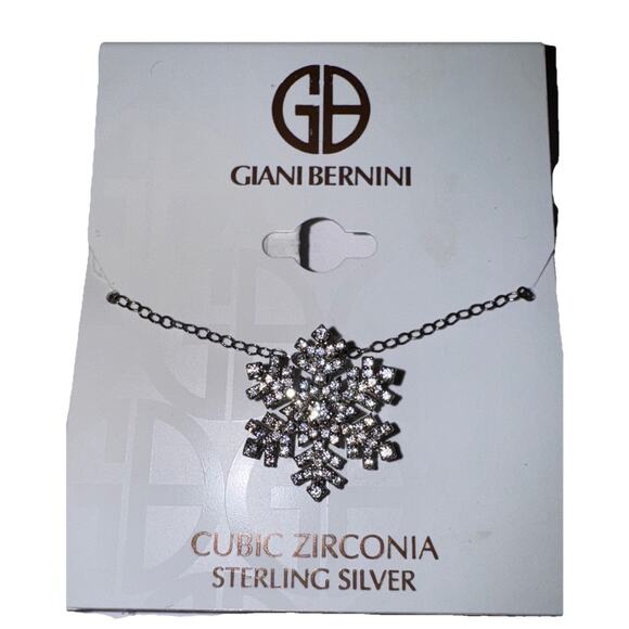 New With Tag Giani Bernini CZ & Pure Silver 925 Snowflake Necklace 16” - Picture 1 of 4